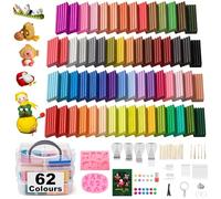 Set di argilla polimerica, 62 colori, per modellare il fai da te, 20 g, kit di argilla morbida, 19 strumenti, 14 accessori e 2 stampi in silicone, non stick, non tossico, ideale come regalo per