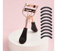 Set di arricciaciglia con pettine e cuscinetti di ricambio, arricciaciglia manuale in acciaio inossidabile, strumento di bellezza professionale per il trucco, arricciaciglia portatile con cuscinetti d