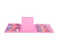Set di arte per bambini con penne ad acquerello, pastelli e matite colorate: kit completo di materiale da disegno in rosa con lavagna da disegno a doppia faccia, per