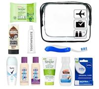 Set di articoli da toeletta da viaggio per donne, mini kit di articoli da toeletta per vacanze, ospedale, pernottamenti, approvato dalla sicurezza aeroportuale, dimensioni da viaggio con borsa di