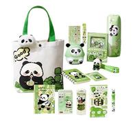 Set Di Articoli Di Cartoleria - Custodia A Panda Con Segnalibri Magnetici E Spilla Per Bambini, Ragazzi, Ragazze Con Gomma, Quaderni, Penne, Sovrani, Nota Appiccicosa Per Studio, College, Mater
