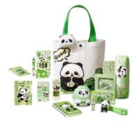 Set di articoli di cartoleria Panda - Custodia a con segnalibro magnetico e spilla, include gomma, quaderni, penne, sovrani, note adesivi per lo studio scolastico, ragazzi del college ragazzi