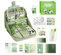 Set di articoli di cartoleria Panda - Kit di scrittura a tema, materiale scolastico, strumenti di studio | Pacchetto di bambini completo con adesivi, custodia a, portachiavi, sovrano, schede di