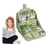 Set di articoli per la scuola panda, kit di cancelleria per studenti, 34 x 24 x 6 cm, set di strumenti per l'apprendimento, include astuccio, adesivi, quaderni, penne per ragazze, ragazzi e