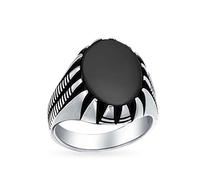 Set Di Artigli Da Uomo Personalizzati Pietra Preziosa Cabochon Ovale Grande Anello Occidentale Con Firma In Onice Nero Per Uomo In Argento 925 Ossidato Fatto A Mano In Turchia Personalizzabile