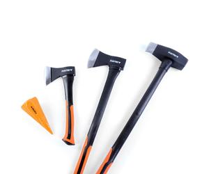 Set di asce - accette - scure 4 pezzi + cuneo / granata spaccalegna FUXTEC