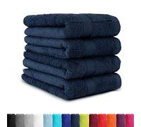 Set di asciugamani, 4 pezzi/8 pezzi, in diversi colori, 50 x 100 cm, 100% cotone, Blu marine, confezione da 4