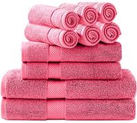 Set di asciugamani da bagno, 2 asciugamani da bagno, 2 asciugamani per le mani e 6 asciugamani (set da 10 pezzi), asciugamani in cotone filato ad anello altamente assorbenti per bagno, telo doccia