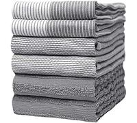 Bumble Kitchen - Set di 6 strofinacci da cucina, lussuosi, morbidi, resistenti, in cotone filato ad anello con 3 diverse trame, extra large, 50 x 70 cm, colore: grigio