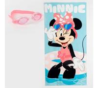Set di asciugamani e occhiali da nuoto Minnie per bambini e ragazze, set piscina per bambini, asciugamano assorbente + occhiali da nuoto versatili, confezione estiva, ideale per spiaggia e piscina