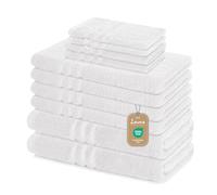 Set di asciugamani “Elena” da 10 pezzi - bianco, 4 asciugamani, 2 teli doccia, 2 asciugamani per ospiti, 2 lavette, 100% cotone - Certificazione Oeko-TEX Standard 100