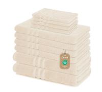 Set di asciugamani “Elena” da 10 pezzi - crema, 4 asciugamani, 2 teli doccia, 2 asciugamani per ospiti, 2 lavette, 100% cotone - Certificazione Oeko-TEX Standard 100