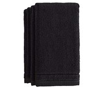 Set di asciugamani in cotone nero, confezione da 4 pezzi, 28 x 45 cm, piccoli asciugamani decorativi in spugna extra assorbenti e morbidi per bagno, regalo per la stanza delle polvere, gli ospiti e