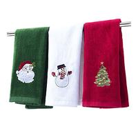 Set di asciugamani natalizi per bagno, cucina, 63,5 x 40,6 cm, decorazione per le vacanze, strofinacci per le dita, ultra morbidi e altamente assorbenti, 100% cotone, set regalo (verde, bianco, rosso)