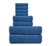 Set di asciugamani Tens Towels da 8 pezzi: 2 asciugamani da bagno extra large, 2 asciugamani per le mani, 4 salviette, 100% cotone, pi leggeri,