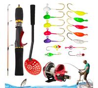 Set di aste da e ruote combinate, Comboing Rod Combo, telescopica da viaggio - Kit completo per attrezzi portatili - per principianti adulti e appassionati di attività