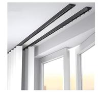 Set di aste da soffitto a doppio binario con rulli silenziosi, divisorio scorrevole versatile per soggiorno, camera da letto, armadio, 2,5 m, hardware nero per un funzionamento regolare