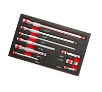 Set di aste di prolunga per bussola, 9 pezzi, testa girevole, in acciaio, 1/4", 3/8", 1/2", adattatori per chiavi a cricchetto con testa
