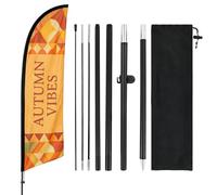 Set di aste per bandiera, in alluminio, 8 piedi, con picchetti, asta per bandiera, con sacchetto per la pubblicità esterna ed eventi sportivi, chiese, ristoranti, negozi al dettaglio (nero)