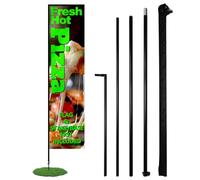 Set di aste per bandiera rettangolo Anley in piuma - Set di aste per banner flutter assemblato con borsa per il trasporto - Adatto per bandiere in piuma 2,5F X 8Ft (non incluse) - SOLO pennone