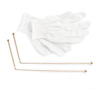 Set di aste per rabdomanzia in puro rame al 99,9%, confezione da 2 bacchette per rilevare metalli con guanti per divinazione minerale, oro e acqua, strumenti professionali per indagini paranormali
