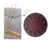 Set di aste per rabdomanzia, in rame, con pendolo e tappetino zodiacale per divinazione, ricerca dell'acqua, rilevamento dell'oro e indagine paranormale, 2 sonde in rame