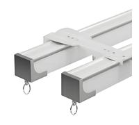 Set di aste per tenda da soffitto, 400 cm, doppio binario in alluminio, montaggio a parete, senza rumore, colore bianco, perfetto per casa e ufficio, privacy dal design elegante, facile da installare.