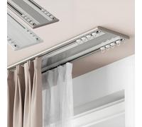 Set di aste per tende doppie con ganci, 2 strati, resistente, montaggio a soffitto per soggiorno, camera da letto, doccia, separazione (bronzo, 3 m 3 m)