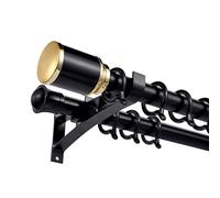 Set di aste per tende in lega di alluminio nero resistente, 100320 cm, doppio palo con design a punzonatura laterale, perfetto per tende spesse, facile da installare per la decorazione della casa.