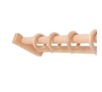Set di aste per tende in legno massello di faggio con staffa, 140 cm, installazione a doppio palo con trapano laterale, forte capacità di carico, soluzione elegante per la decorazione della casa