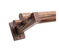 Set di aste per tende in legno massello di noce, 120 cm, doppio palo con staffe e anelli, design silenzioso per soggiorno e camera da letto, elegante soluzione per il trattamento delle finestre