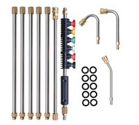 Set di aste telescopiche per idropulitrice ad alta pressione, asta telescopica per idropulitrice ad alta pressione, asta telescopica da 4000 psi, asta di prolunga a U in dieci pezzi da 1/4", 6 ugelli
