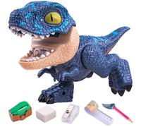 Set di astucci per dinosauri, set di cancelleria 5 in 1, include righello, temperamatite, rilegatrice, gomma, giocattoli di dinosauro per ragazzi, ragazze, Velociraptor...