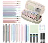 Set di astucci per matite, adatti a studenti delle scuole medie e dell'università, comprendenti cancelleria e materiale scolastico. Colore unicoPoliestere