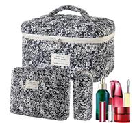 Set di Astucci Trucco Trapuntati 3 Pezzi Necessaire Cotone Capienti con