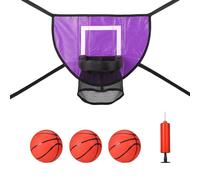 Set di Attacchi Canestro Basket per Trampolino, Porta da Basket Universale per Trampolino con 3 Mini Basket e 1 Pompa, Accessori per Trampolino di Facile Installazione per Basket (Viola)