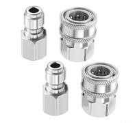 Set di attacchi rapidi in acciaio inox 3/8 pollici NPT per idropulitrici ad alta pressione, 4 pezzi con adattatore filettato interno ed esterno, robusto e resistente alla corrosione per tubi e
