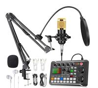 Set di attrezzature per podcast con interfaccia audio, cambia voce F998, microfono a condensatore per karaoke, supporto per microfono e filtro pop per microfono, kit per lo streaming di podcast e