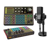 Set di attrezzature per podcast, con microfono a condensatore per podcast, interfaccia audio con mixer DJ e scheda audio live e supporto per scheda mixer per streaming, giochi, registrazione, canto