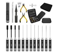 Set di attrezzi 19 in 1 RC, set di strumenti per cacciavite a testa esagonale, cacciavite a croce, pinza RC, set di riparazione per 1/8 1/10 Traxxas Axial Arrma DJI droni nero
