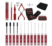 Set di attrezzi 19 in 1 RC, set di strumenti per cacciavite a testa esagonale, cacciavite a croce, pinza RC, set di riparazione per 1/8 1/10 Traxxas Axial Arrma DJI droni rosso