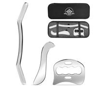Set di attrezzi 3 in 1 in acciaio inox Gua Sha, raschietto per muscoli, strumento per raschiare il metallo, strumento per raschiare miofasciale per fisioterapia, viso e corpo e strumento per massaggio