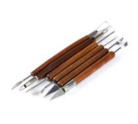 Set di Attrezzi 6 Pezzi di Ceramica - Kit di Scultura e Intaglio 'Argilla per Artisti, Ceramiche, Argilla Polimerica e Modellazione di Cera (manico in Legno, Strumenti a