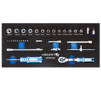 Set di attrezzi con cricchetto 1/4, 34 pezzi, cartuccia HT7G126