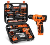 Set di attrezzi da 139 pezzi - Kit di attrezzi con trapano avvitatore a batteria da 8 V in valigetta per attrezzi, set di trapano generale per riparazioni domestiche, tuttofare, progetti fai da te