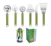 Set di attrezzi da cucina per pizza, pala e taglierina per pizza, 6 pezzi pala per pizza, design ergonomico, maniglie facili da afferrare per cuocere e servire a casa