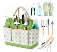 Set di attrezzi da giardinaggio, 9 pezzi, resistenti, con borsa resistente, attrezzi da giardino ergonomici resistenti alla ruggine, ideale come regalo per donne, giardinieri, giardinieri principianti