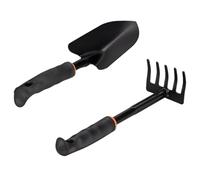 Set di attrezzi da giardinaggio, cazzuola, rastrello da giardino e pala a mano in metallo da 13 in / 33 cm, per allentare il terreno, piantare e diserbare, nero, pratico kit di attrezzi da giardino