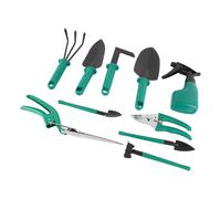 Set di attrezzi da giardinaggio da 10 pezzi - Ferro & Plastica, 1340g, include forbici, vanghe, pale e bombolette spray
