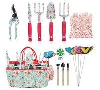 Set di Attrezzi da Giardinaggio, Kit Giardinaggio di Attrezzi Manuali da Floreale Giardino da 16 Pezzi, Regali da Giardinaggio per Donne e Uomini, Attrezzi da Giardinaggio per Impieghi Gravosi